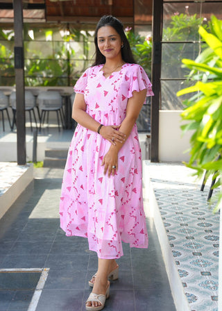 PINK CONFETTI | MATERNITY GEORGETTE MAXI ANKLE LENGTH