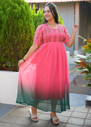 GREEN PETALS | MATERNITY GEORGETTE MAXI FULL LENGTH