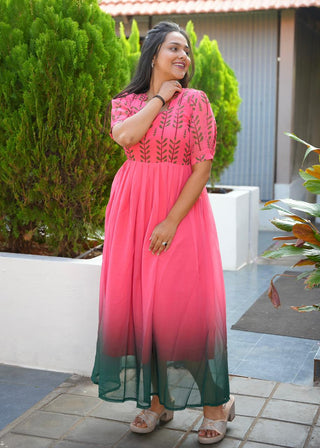 GREEN PETALS | MATERNITY GEORGETTE MAXI FULL LENGTH