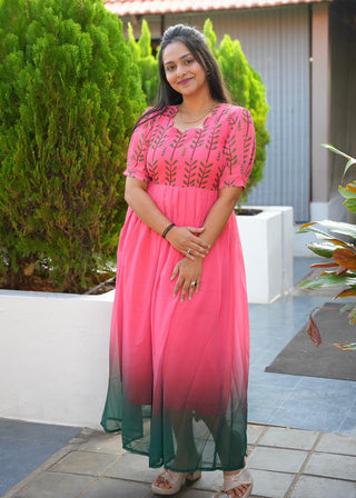 GREEN PETALS | MATERNITY GEORGETTE MAXI FULL LENGTH