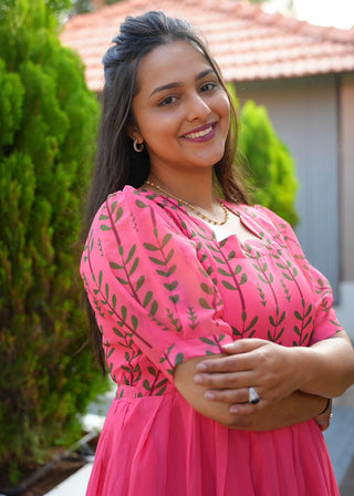 GREEN PETALS | MATERNITY GEORGETTE MAXI FULL LENGTH