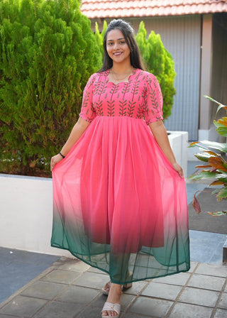 GREEN PETALS | MATERNITY GEORGETTE MAXI FULL LENGTH