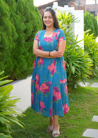 TEAL GARDEN | MATERNITY GEORGETTE MAXI ANKLE LENGTH