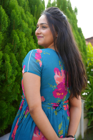 TEAL GARDEN | MATERNITY GEORGETTE MAXI ANKLE LENGTH