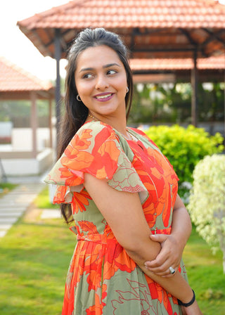ORANGE ECSTACY | MATERNITY GEORGETTE MAXI FULL LENGTH