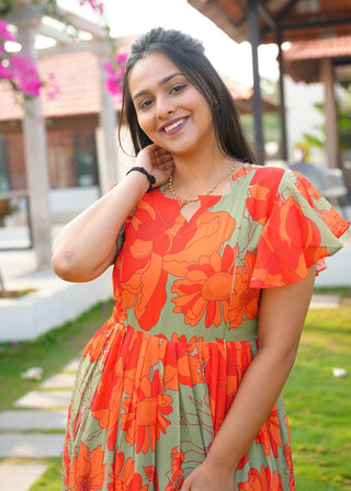 ORANGE ECSTACY | MATERNITY GEORGETTE MAXI FULL LENGTH