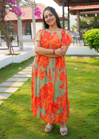 ORANGE ECSTACY | MATERNITY GEORGETTE MAXI FULL LENGTH