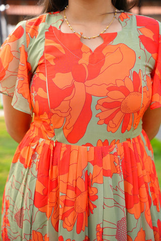 ORANGE ECSTACY | MATERNITY GEORGETTE MAXI FULL LENGTH