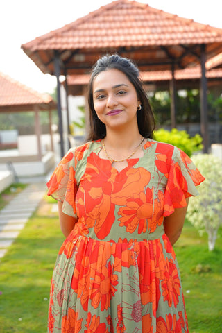 ORANGE ECSTACY | MATERNITY GEORGETTE MAXI FULL LENGTH