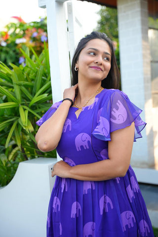 CUTE ELEPHANT | MATERNITY GEORGETTE MAXI ANKLE LENGTH