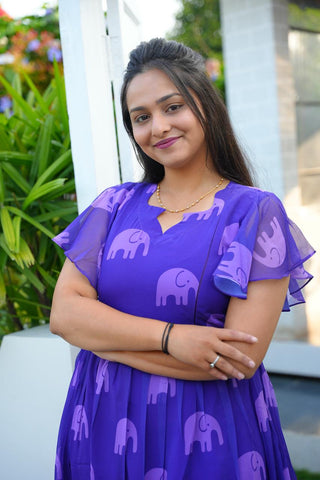 CUTE ELEPHANT | MATERNITY GEORGETTE MAXI ANKLE LENGTH