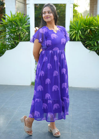 CUTE ELEPHANT | MATERNITY GEORGETTE MAXI ANKLE LENGTH