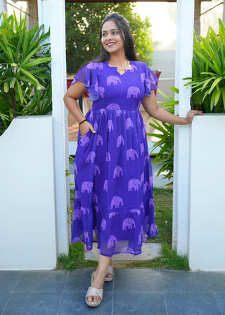 CUTE ELEPHANT | MATERNITY GEORGETTE MAXI ANKLE LENGTH