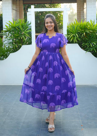 CUTE ELEPHANT | MATERNITY GEORGETTE MAXI ANKLE LENGTH