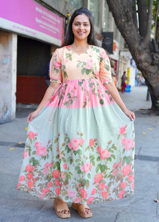 COLOURFUL FLOWERS | MATERNITY GEORGETTE MAXI FULL LENGTH