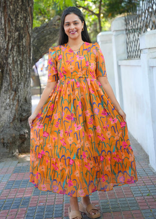 MULTI FLORA | MATERNITY GEORGETTE MAXI ANKLE LENGTH