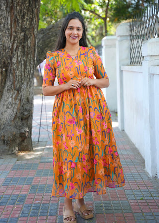 MULTI FLORA | MATERNITY GEORGETTE MAXI ANKLE LENGTH