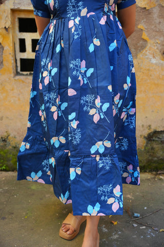 DEEP BLUE FLORA | MATERNITY MAXI ANKLE LENGTH