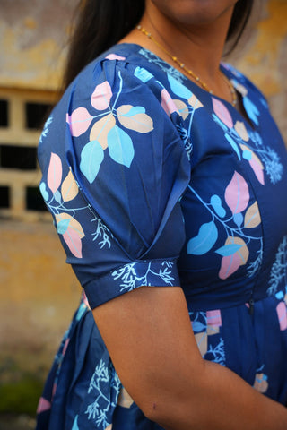 DEEP BLUE FLORA | MATERNITY MAXI ANKLE LENGTH