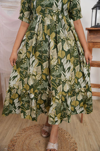 EMERALD LEAVES | MATERNITY MAXI ANKLE LENGTH