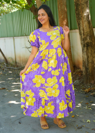 YELLOW FLORA | MATERNITY COTTON MAXI ANKLE LENGTH