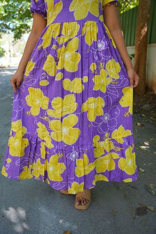 YELLOW FLORA | MATERNITY COTTON MAXI ANKLE LENGTH