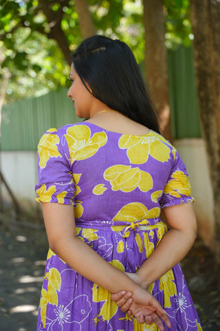 YELLOW FLORA | MATERNITY COTTON MAXI ANKLE LENGTH