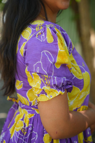 YELLOW FLORA | MATERNITY COTTON MAXI ANKLE LENGTH