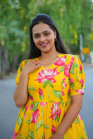 GOLDEN FLOWER | MATERNITY COTTON MAXI ANKLE LENGTH