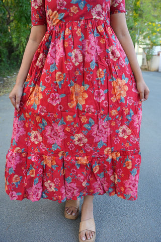 BERRY BLOOM | MATERNITY COTTON MAXI ANKLE LENGTH