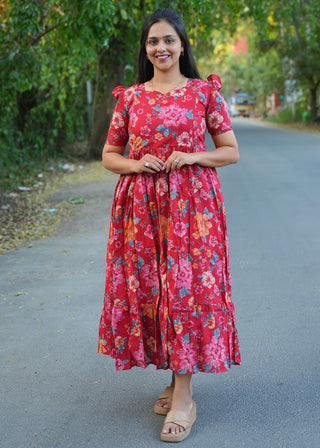 BERRY BLOOM | MATERNITY COTTON MAXI ANKLE LENGTH
