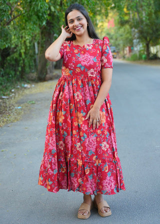 BERRY BLOOM | MATERNITY COTTON MAXI ANKLE LENGTH