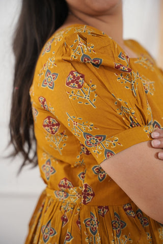 MUSTARD TRELIS | MATERNITY COTTON MAXI ANKLE LENGTH