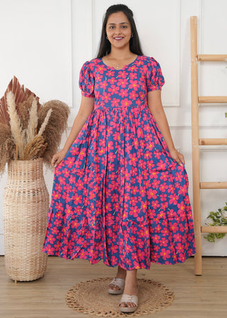 PINK BLOSSOM | MATERNITY COTTON MAXI ANKLE LENGTH