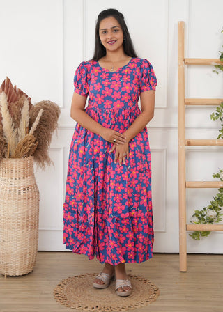 PINK BLOSSOM | MATERNITY COTTON MAXI ANKLE LENGTH