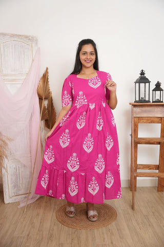 PINK CROWN LEAF | MATERNITY COTTON MAXI ANKLE LENGTH