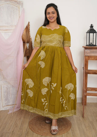 OLIVE BLOOM | MATERNITY COTTON MAXI ANKLE LENGTH