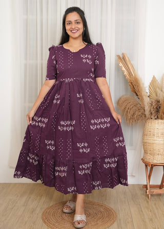 DOTTED FLORAL | MATERNITY COTTON MAXI ANKLE LENGTH