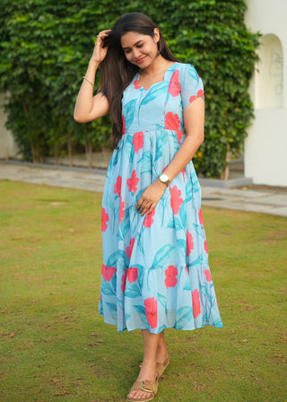 ELEGANT HIBISCUS | MATERNITY GEORGETTE MAXI ANKLE LENGTH