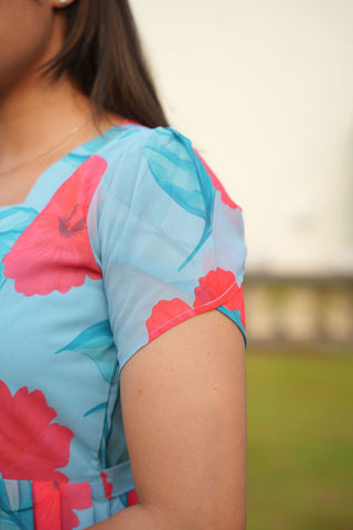 ELEGANT HIBISCUS | MATERNITY GEORGETTE MAXI ANKLE LENGTH