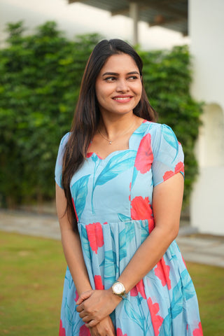 ELEGANT HIBISCUS | MATERNITY GEORGETTE MAXI ANKLE LENGTH