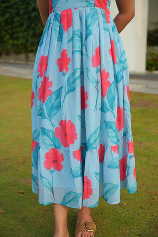 ELEGANT HIBISCUS | MATERNITY GEORGETTE MAXI ANKLE LENGTH