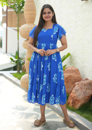 BLOOMY BLUE | MATERNITY GEORGETTE MAXI ANKLE LENGTH