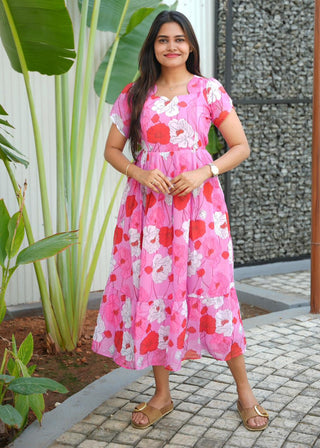 PINK POPPIES | MATERNITY GEORGETTE MAXI ANKLE LENGTH