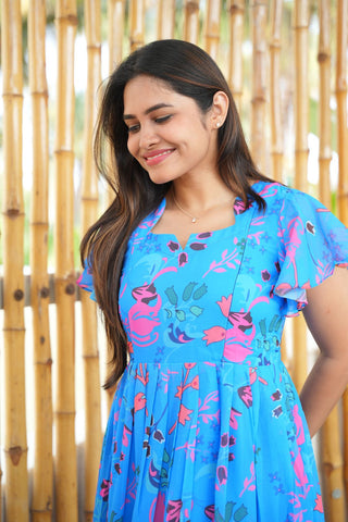 SCATTERED LEAVES | MATERNITY GEORGETTE MAXI ANKLE LENGTH