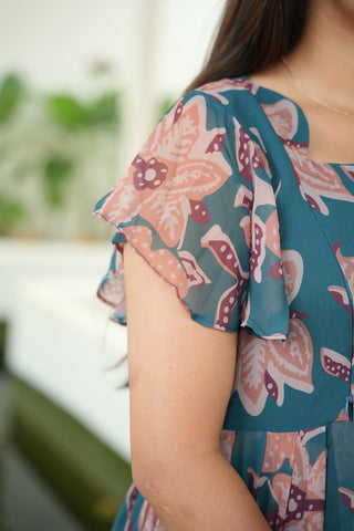 BROWN FLOWERS | MATERNITY GEORGETTE MAXI ANKLE LENGTH