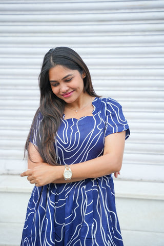 SKETCHY BLUE | MATERNITY MAXI ANKLE LENGTH