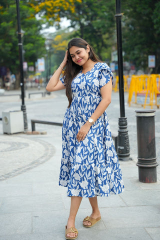 BLUE LEAFY | MATERNITY MAXI ANKLE LENGTH