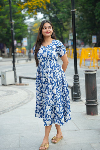 BLUE LEAFY | MATERNITY MAXI ANKLE LENGTH