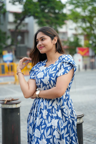 BLUE LEAFY | MATERNITY MAXI ANKLE LENGTH